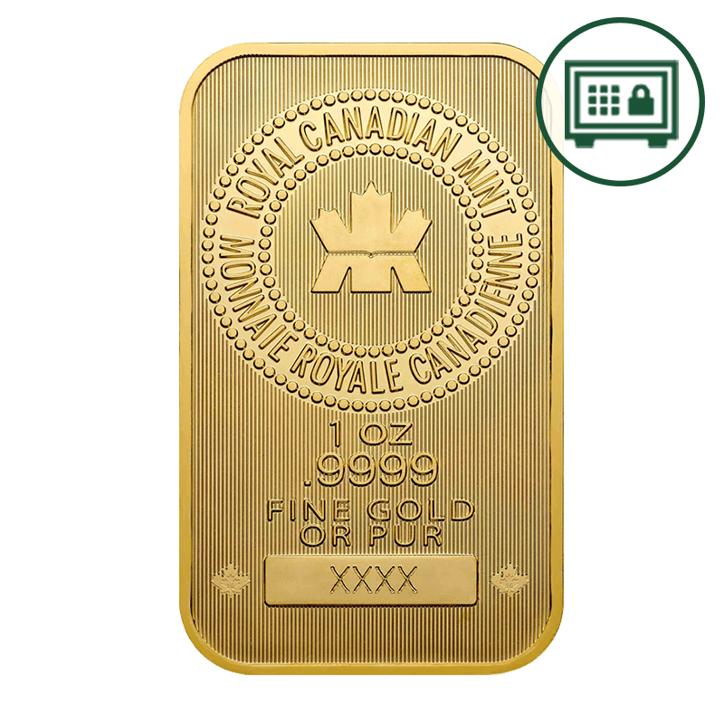 Achetez 1 oz Royal Canadian Mint Gold Bar - Secure Storage | Prix